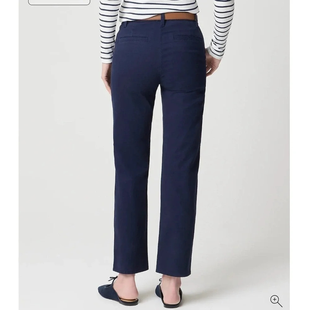 J.Crew Everyday Chino Pant Navy Blue Straight Leg Trousers Womens 8 Petite